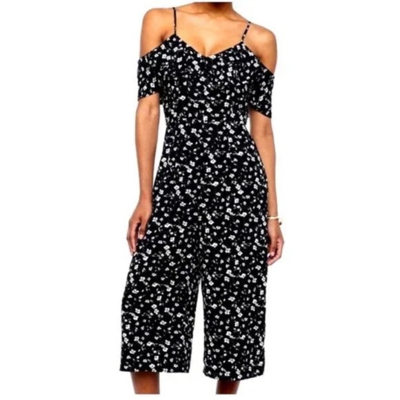 Xhilaration Pants - Xhilaration Black and White Cold-Shoulder Jumpsuit